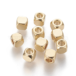 304 Edelstahl-Abstandhalter-Perlen, Würfel, golden, 4x4x4 mm, Bohrung: 2 mm