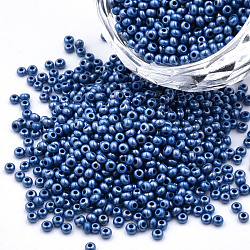 11/0 tschechische Saatperlen aus undurchsichtigem Glas, glänzendes, Runde, Schieferblau, 2.2x1.5 mm, Bohrung: 0.7 mm, ca. 500 g / Beutel