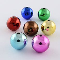 Mardi Gras Beads, UV Plating Acrylic Beads, Round, Mixed Color, 14mm in diameter, Hole: 3mm