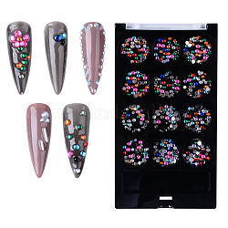 Акриловый кабошоны, ногтей декоративные аксессуары, граненые, полукруглый, разноцветные, 2~3x0.5~1 мм