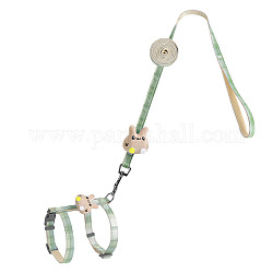 Cat Harness and Leash Set, Cloth Belt Traction Rope Cat Escape Proof with Plastic Adjuster and Alloy Clasp, Adjustable Harness Pet Supplies, Light Green, Inner Diameter: 18~32mm, Rope: 10mm