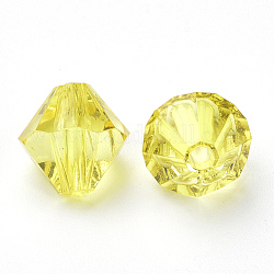 Perles en acrylique transparente, Toupie, jaune, 10x10mm, Trou: 2.5mm, environ 1323 pcs/500 g
