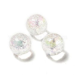Perlas de acrílico iridiscentes arcoíris transparentes chapadas en uv, redondo, Claro, 13.5x13mm, agujero: 2 mm
