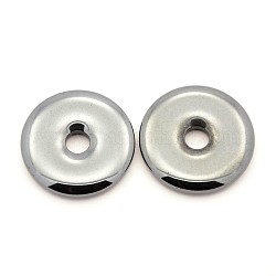 Non-magnetic Synthetic Hematite Pendants, Grade AA, Donut/Pi Disc, Donut Width: 10mm, 25x4mm, Hole: 5mm