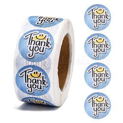 1 pulgada gracias pegatinas, etiquetas adhesivas en rollo adhesivas, para sobres, sobres y bolsas de burbujas, luz azul cielo, 25mm, acerca 500pcs / rollo