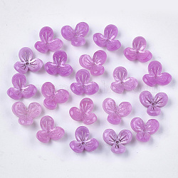 Tappi di perline di acetato di cellulosa (resina), 3 -petal, fiore, orchidea, 12x13x5.5~6mm, Foro: 1.2 mm