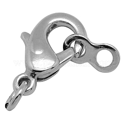 Brass Lobster Claw Clasps, with Number Eight Shaped Links, Platinum, 24x8x4mm, Hole: 2~3mm