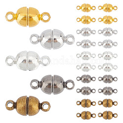 PandaHall 100 Sets Round Brass Magnetic Clasps for Bracelet Necklace Making, Oval, Nickel Free, Mixed Color, 11x5mm, Hole: 1mm