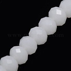 Imitation Jade Glass Rondelle Beads Strands, Faceted, White, 10x7mm, Hole: 1mm, about 70pcs/strand, 20inch