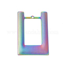 Placcatura ionica (ip) 304 ciondoli in acciaio inossidabile, ciondoli rettangolari, colore arcobaleno, 49x32.5x2mm, Foro: 2 mm