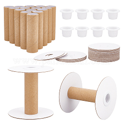 PandaHall Elite Paper Thread Winding Bobbins, with Plastic Finding, for Cross-Stitch Embroidery Sewing Tool, BurlyWood, 80x80mm, 16 sets/box