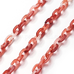 Cadenas de cable de acrílico, oval, ladrillo refractario, 6x1.5mm, 1 m / cadena, 39.37 pulgada