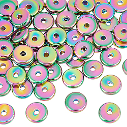 Unicraftale 60Pcs 201 Stainless Steel Beads, Disc/Rondelle, Rainbow Color, 8.5x2mm, Hole: 1.8mm