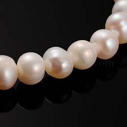 Brins de perles de culture d'eau douce naturelles, ronde, peachpuff, 6~7mm, Trou: 0.8mm, Environ 60 pcs/chapelet, 13.98 pouce
