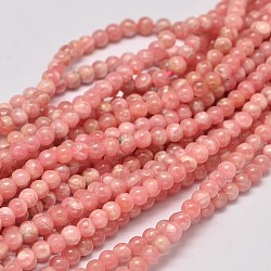 Redondas hebras de perlas naturales de rodocrosita, 3mm, agujero: 1 mm, aproximamente 135 pcs / cadena, 15.5 pulgada