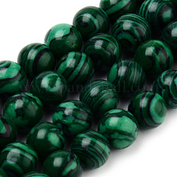 Chapelets de perles en malachite synthétique, ronde, 12~12.5mm, Trou: 1.5mm, Environ 31~33 pcs/chapelet, 14.9~15.1 pouce (38~38.5 cm)