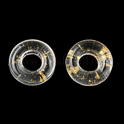 Transparentem Glas European Beads, Großloch perlen, Donut, golden, 10x3 mm, Bohrung: 3.0~4.3 mm