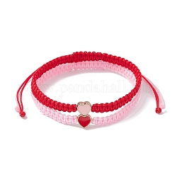 2 filo di nylon intrecciato in 2 colori, cordoncino da annodare cinese cordone per perline intrecciato con perline braccialetti dei migliori amici, con perline smalto in lega, cuore, rosso, roso, 60~110, 1pc / color