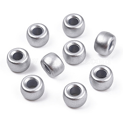Perlas de plástico pintadas con spray, barril, Plata Plateada, 9x6mm, agujero: 3.8 mm, aproximamente 1900 unidades / 500 g
