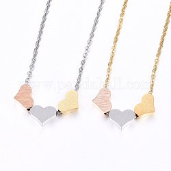 304 Stainless Steel Pendant Necklaces, with Lobster Clasp, Heart, Mixed Color, 18.11 inch(46cm), 1.5mm
