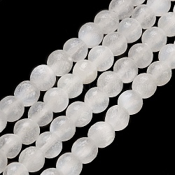 Fili di perline di selenite naturale, tondo, 4mm, Foro: 0.5 mm, circa 103pcs/filo, 15.87'' (40.3 cm)