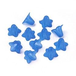Blu satinato perline fiore acrilico trasparente, 17.5x12mm, Foro: 1.5 mm