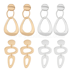 ANATTASOUL 4 Pairs 4 Style Alloy Hollow Teardrop Dangle Stud Earrings for Women, Mixed Color, 61~67x29~32mm, 2 colors, 1 Pair/style