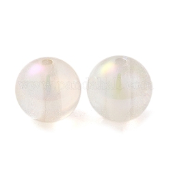 Perles de résine bicolores, ronde, blanc, 16x15.5mm, Trou: 2.5mm