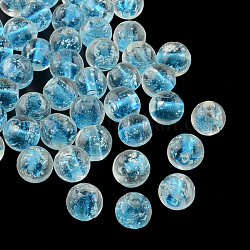 Perles vernissées lumineuses manuelles, ronde, bleu profond du ciel, 12mm, Trou: 2mm