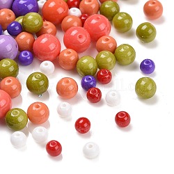 Umweltfreundliche runde Backfarbe Glasperlen, Mischfarbe, 4~8 mm, Bohrung: 0.7~1.1 mm