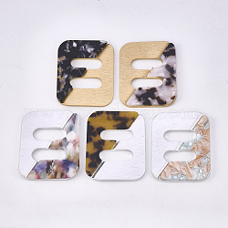 Aluminum & Cellulose Acetate(Resin) Buckles, Rounded Rectangle, Mixed Color, 58x45x4.5~5.5mm, Hole: 26x11mm