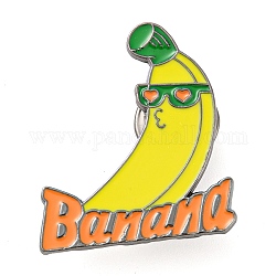 フルーツテーマのエナメルピン  バックパック衣類用ガンメタル亜鉛合金ブローチ  バナナ  29.5x26x1mm