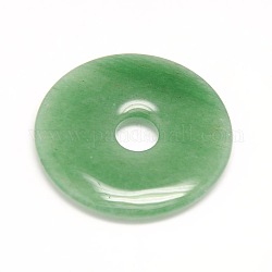 Pendentif en pierre naturelle avec disque en beigne / pi, aventurine verte, largeur du beignet: 16 mm, 40x5.5mm, Trou: 8mm