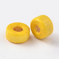 Natural Maple Wood Beads, Lead Free, Flat Round, Dyed, Yellow, 6x3mm, Hole: 2mm, about 14048pcs/951g
