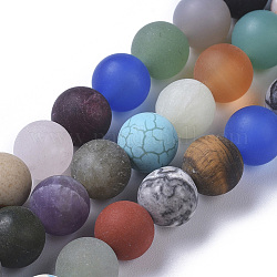 Un mélange naturel de pierres fines perles brins, mat, ronde, 8mm, Trou: 0.7mm, Environ 46 pcs/chapelet, 14.96 pouce (38 cm)