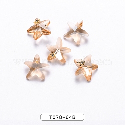 Accesorios de decoración de uñas de resina con parte trasera puntiaguda para mujer., estrella de mar, facetados, vara de oro, 14x15x7mm