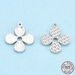925 Sterling Silver Charms, Flower, Silver, 14x12x1.5mm, Hole: 1mm