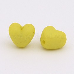 Perline acrilico colorato, smerigliato, cuore, giallo, 9x10x7mm, Foro: 1.5 mm, circa 1100pcs/500g