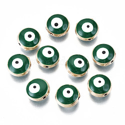 Perles d'émail en alliage, mauvais œil, vert foncé, 10x5mm, Trou: 1mm
