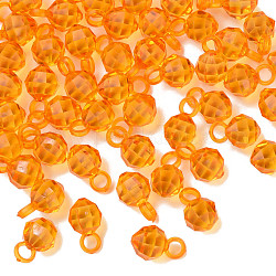 Colgantes de acrílico transparentes, facetados, redondo, naranja, 18x11x11mm, agujero: 4 mm