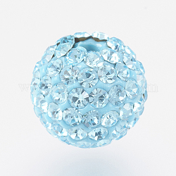 Abalorios del Diamante de imitación checo, pp11 (1.7~1.8 mm), Pave bolas de discoteca, arcilla polimérica, redondo, 202 _aquamarine, 9.5~10mm, agujero: 1.8 mm, sobre 85~95pcs diamantes de imitación / bola
