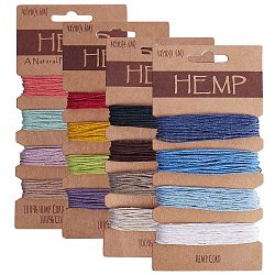 16 Colors Jute Cord, Jute String, for Arts Crafts DIY Decoration Gift Wrapping, Mixed Color, 1mm, about 5yard/Colour, 4colors/card, 4 colors, 1card/color, 4cards/set.