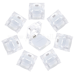 CHGCRAFT Transparent Plastic Ring Boxes, with Sponge, Jewelry Box, Square, White, 4.55x4.55x4.2cm