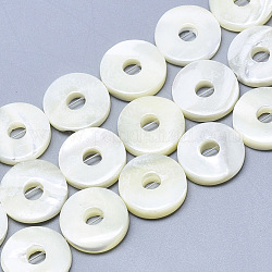 Concha de troquido natural / cuentas de concha de troco, donut / pi disc, 15x4mm, agujero: 0.8 mm