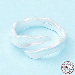 925 матовое кольцо-манжета из стерлингового серебра, волнистое регулируемое открытое кольцо, обещание кольцо для женщин, серебряные, размер США 5 1/2 (16.1 мм)