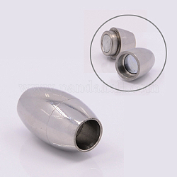 304 Magnetverschluss aus Edelstahl mit Klebeenden, Oval, Edelstahl Farbe, 18x10.5 mm, Bohrung: 6 mm