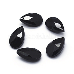 Colgantes de cristal facetado, lágrima, negro, 15x9.5x5.5mm, agujero: 1 mm