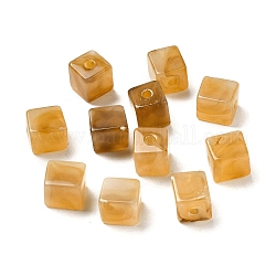 Transparent Acrylic Beads, Cube, Goldenrod, 8x8x9mm, Hole: 2mm, about 920~940pcs/500g