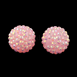 Abalorios de resina de color AB, con los abalorios redondos de acrílico en el interior, para la joya chicle, rosa, 16x14mm, agujero: 2~2.5 mm