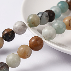 Brins de perles d'amazonite de fleurs naturelles, ronde, 10mm, Trou: 1.2mm, Environ 38 pcs/chapelet, 15.5 pouce